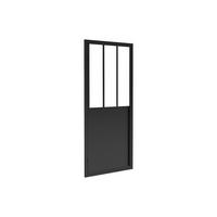 DUSCHTÜR Schwingtür - Atelier-Stil - 80 x 195 cm - Schwarz matt - URBANIK - Schwarz, Metall (80/195cm) - Vente-Unique