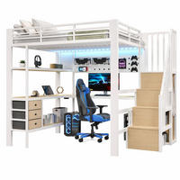 HOCHBETT 140/200 cm aus MDF und Metall mit Schubladen, Weiß - Weiß, Holzwerkstoff (140/200cm) - OKMYHOME