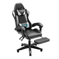GAMINGSTUHL Schwarz-Weiß,mit Massage,Fußstütze, Ergonomisch, Verstellbar - Weiß, Metall (26/59/77cm) - Rattrix
