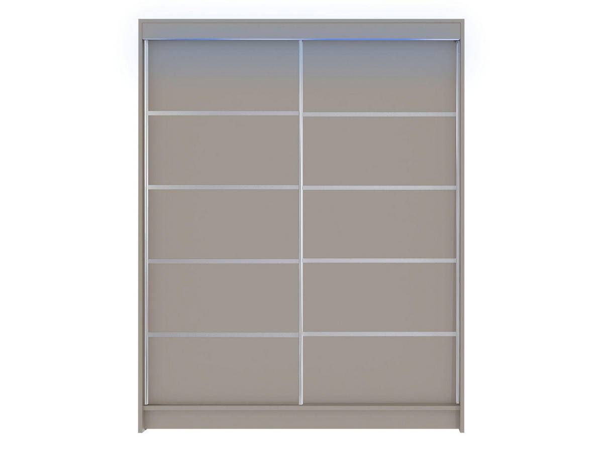 SCHWEBETÜRENSCHRANK Camino IV mit RGB LED Beleuchtung - Kaschmir/Silberfarben, Holzwerkstoff/Metall (150/200/58cm) - MIRJAN24
