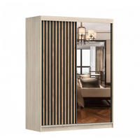 SCHIEBETÜRENSCHRANK - LABI C1 (Sonoma + Schwarz) - Schwarz/Sonoma Eiche, Holzwerkstoff/Metall (150/200/61cm) - Möblo