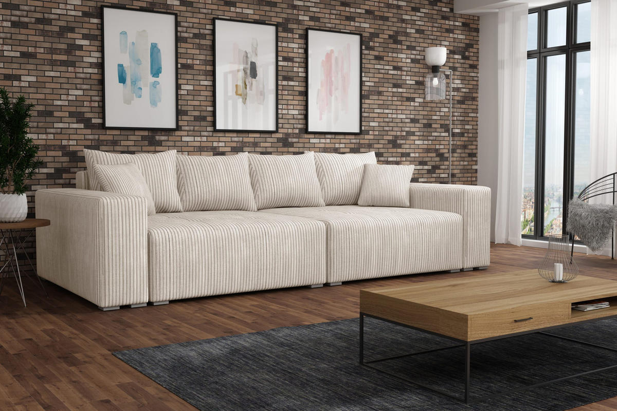 SCHLAFSOFA Couch Elstra Creme - Creme, Textil (300/97/140cm) - Fedve