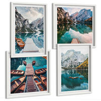 BILDER SET 4er Set - 50x50 cm & 40x60 cm Weißer Rahmen - See, Brücken, Berge - Weiß, Kunststoff (50/50cm) - TULUP