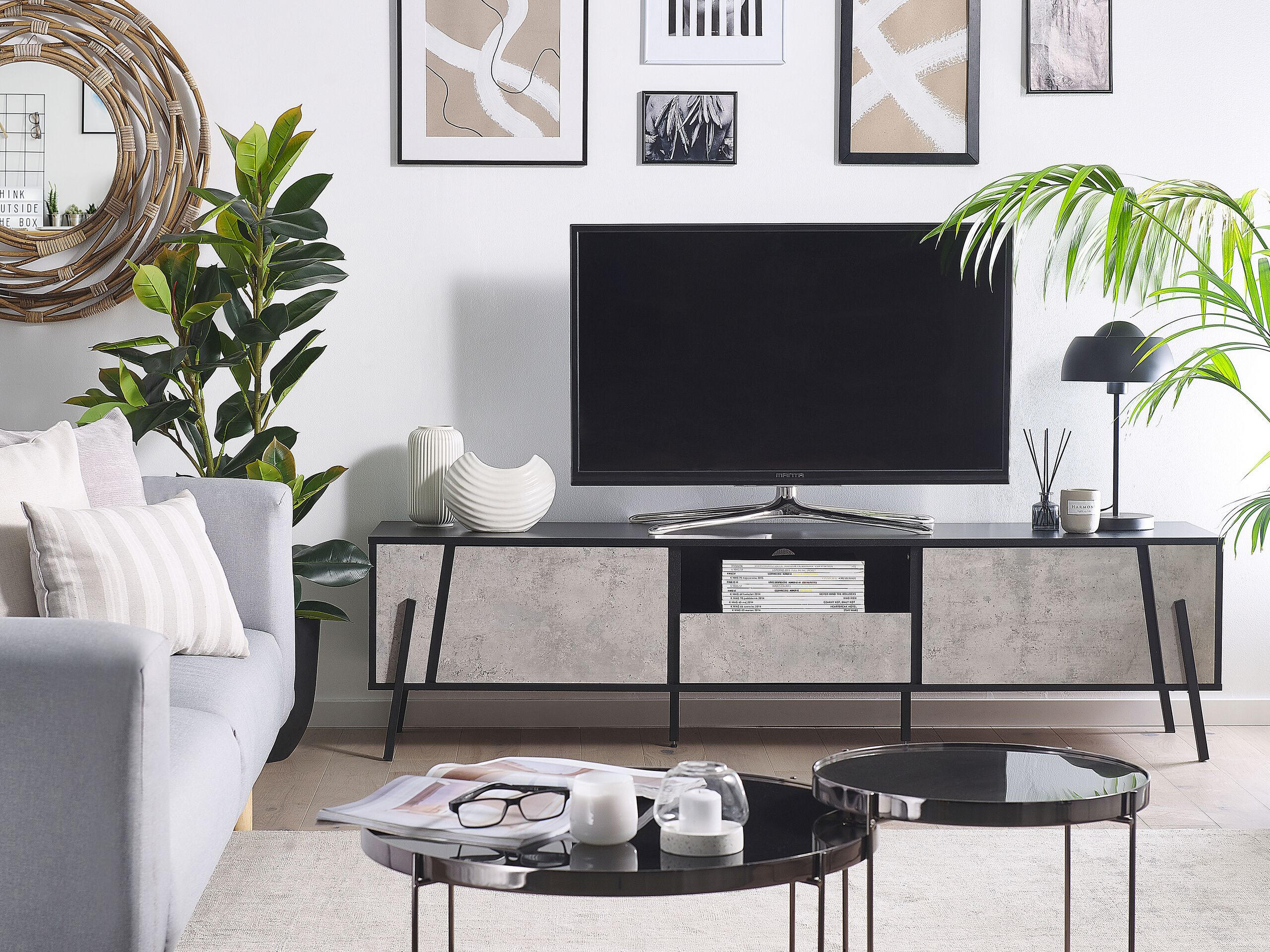 TV-MÖBEL Grau, Schwarz BLACKPOOL 40/177/46 cm - Grau, Holzwerkstoff (177/46/40cm) - Beliani