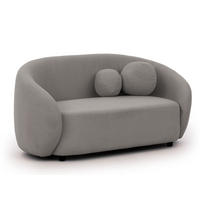 2-SITZER-SOFA Roundi Grau Bouclé - Schwarz/Grau, Holz/Kunststoff (150/76/80cm) - S-Style Möbel