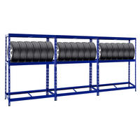 REIFENREGAL Tiger 3er-Set mit 3x 180x130x50 cm bis zu 36 Reifen mit Fachboden Blau - Blau, Metall (390/180/50cm) - PROREGAL