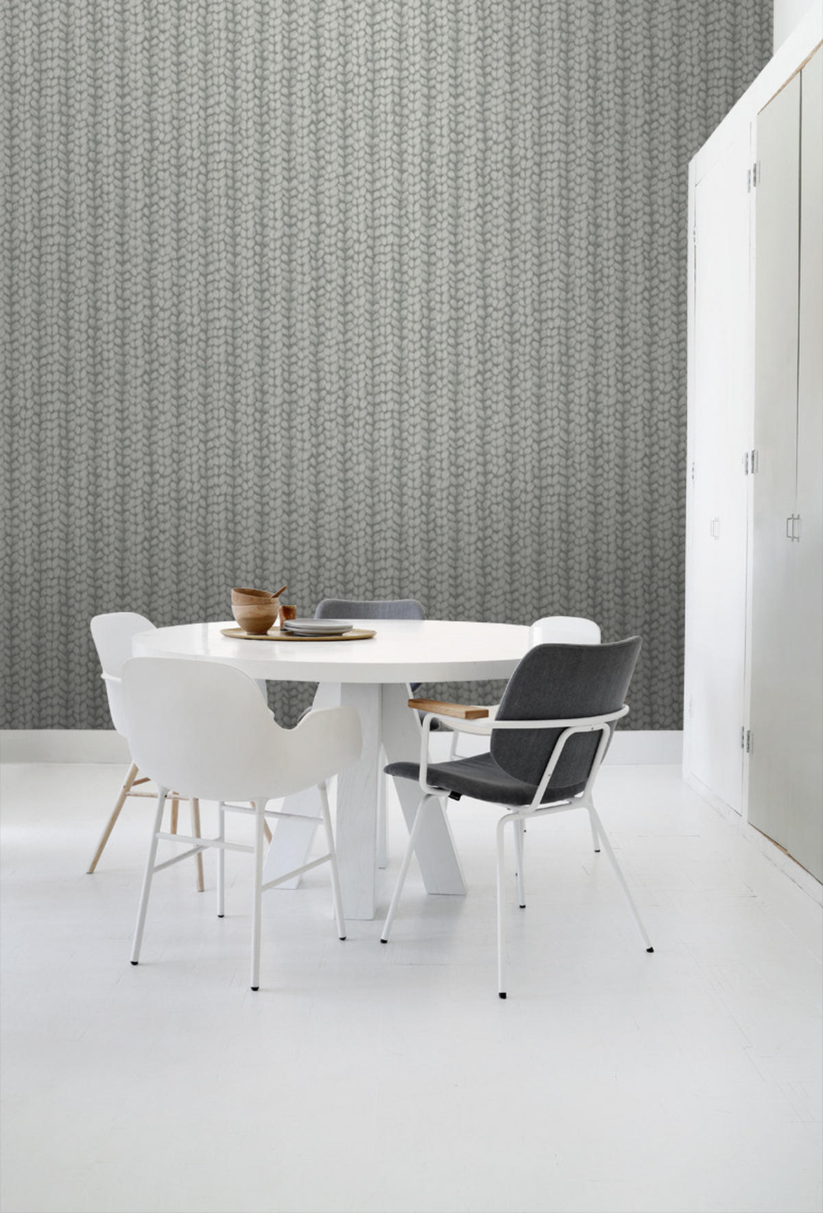 TAPETE grob gestricktes Muster 53 cm x 10.05 m - Grau, Papier (53/1000cm) - ESTAhome