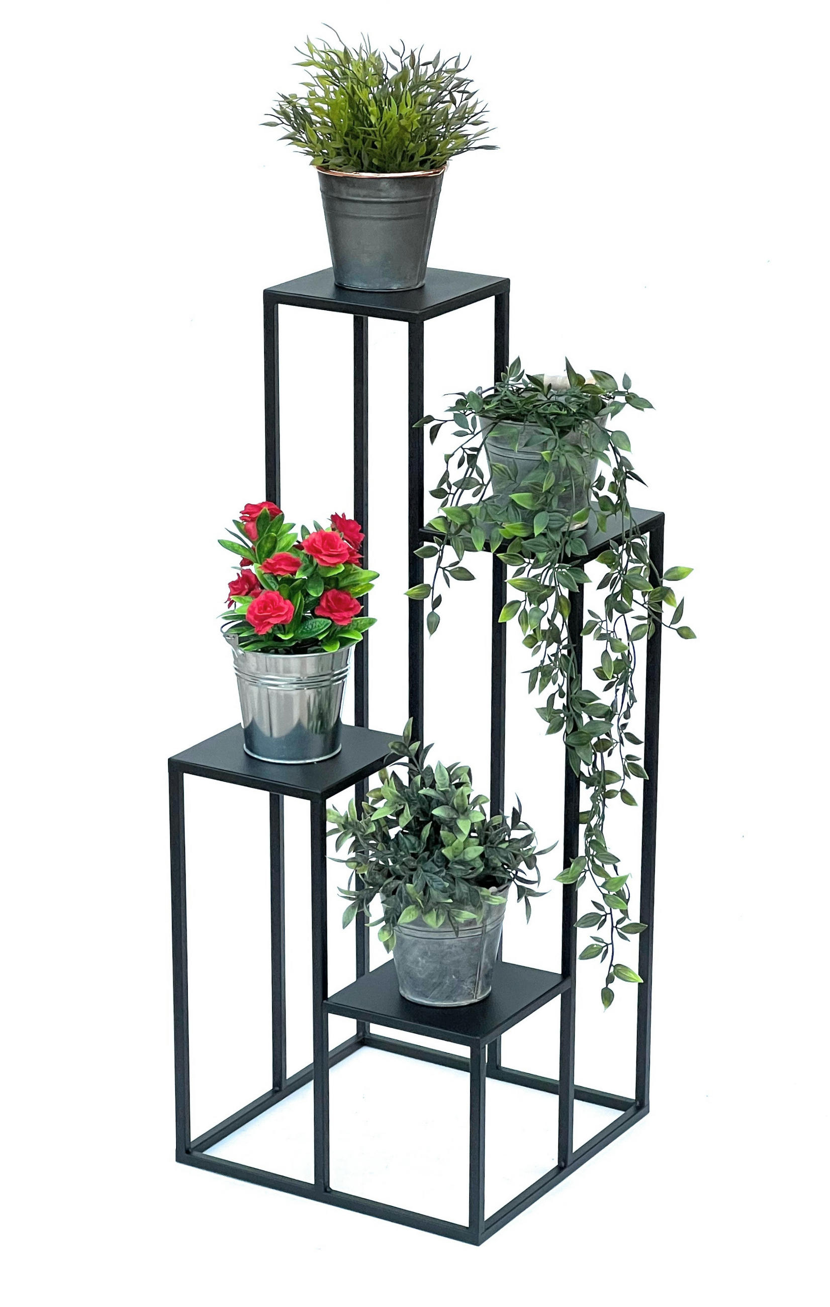 BLUMENTREPPE mit 4 Ebenen Metall Schwarz 90 cm 96354 - Schwarz, Metall (36/90/36cm) - DanDiBo