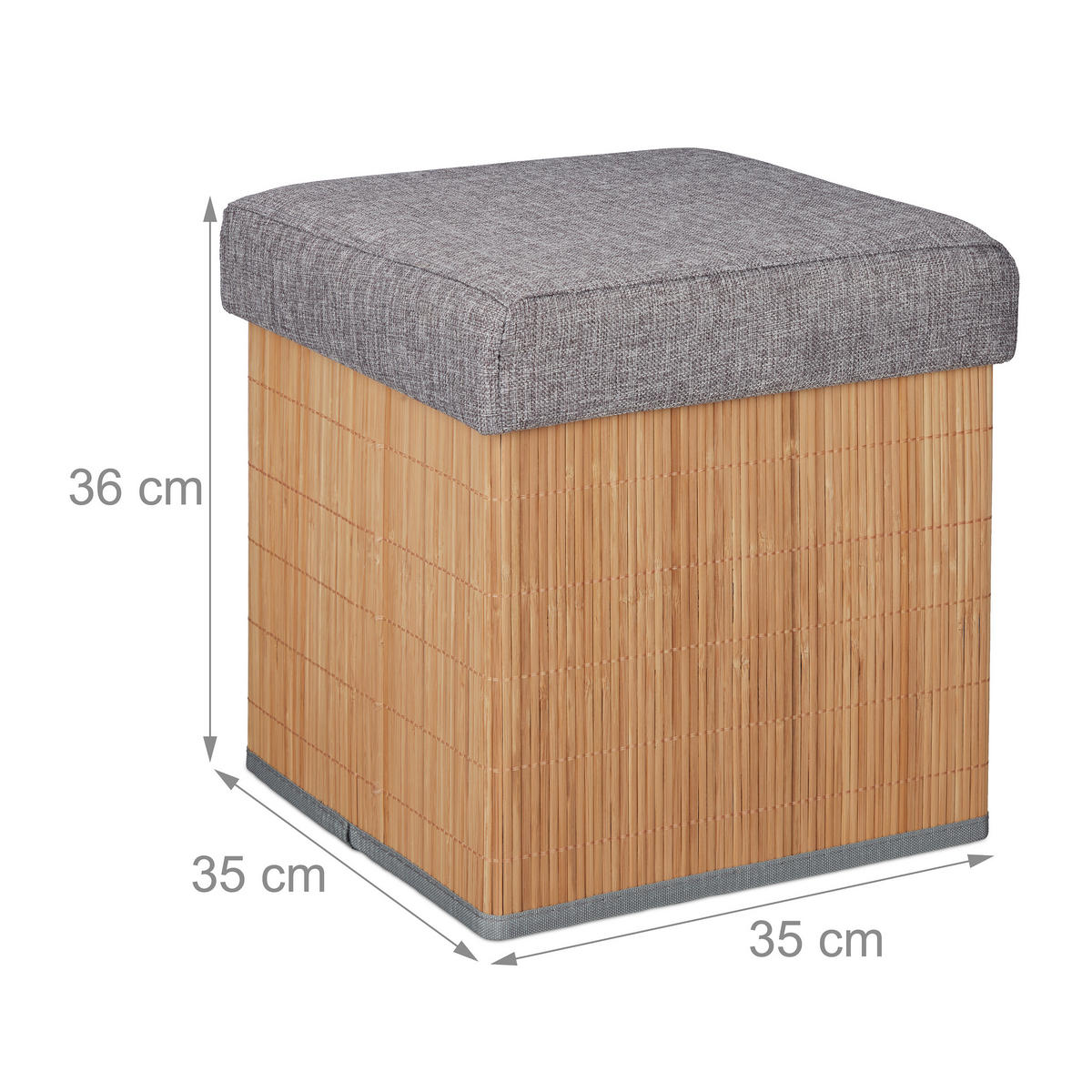 SITZHOCKER - Hellbraun, Holz/Holzwerkstoff (35/36/35cm) - Relaxdays