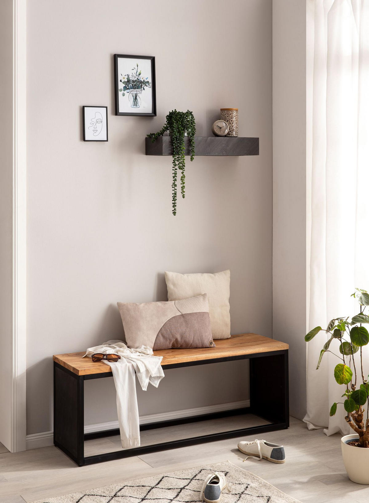 WANDREGAL Mango Massivholz Steinoptik Rechteckig Modern, Grau 60x20x10 cm - Grau, Holz (60/10/20cm) - KADIMA DESIGN