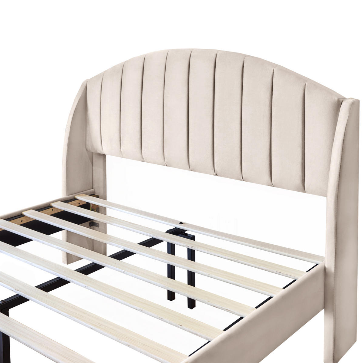 POLSTERBETT mit Lattenrost 140x200 cm Samt Beige - Beige, Metall (140/200cm) - Meubliv