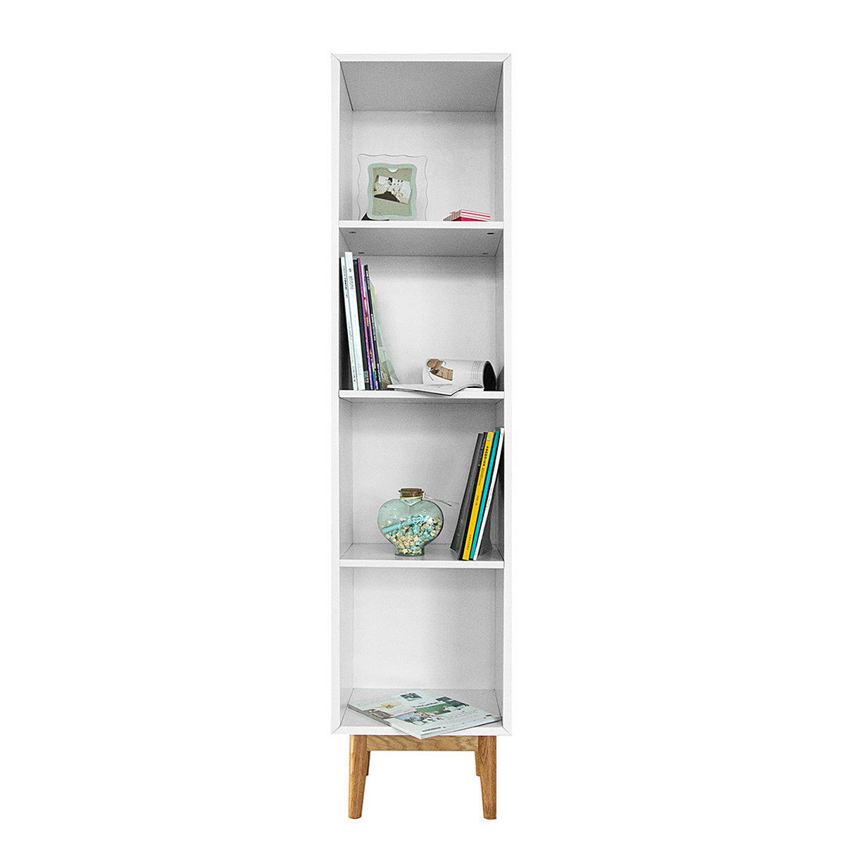 BÜCHERREGAL - Weiß / Eiche - Eichefarben/Weiß, Holzwerkstoff (38/170/32cm) - home24