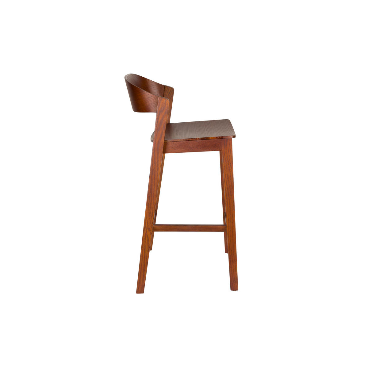 BARHOCKER Wooz mit Rückenlehne 65 cm Walnuss Braun - Braun, Holz (52/89.4/47.5cm) - Housecraft Living