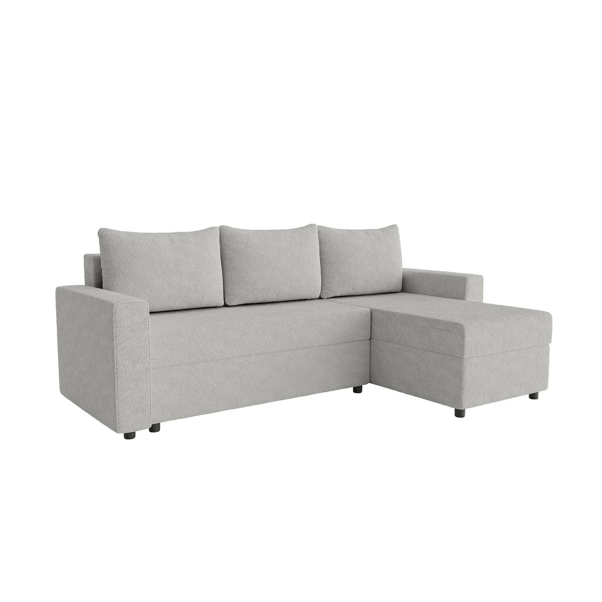 ECKSOFA Goka Lux L mit Schlaffunktion und 2 Bettkästen, Grau - Grau, Textil (230/146cm) - Fedve