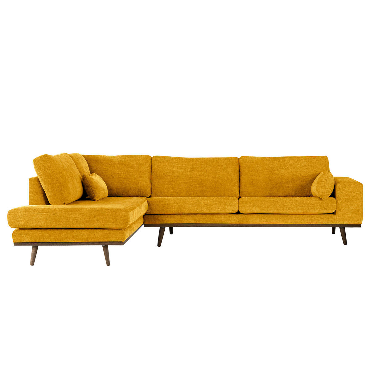 ECKSOFA mit Ottomane - Eichefarben/Gelb, Eichenholz/Textil (287/219cm) - home24