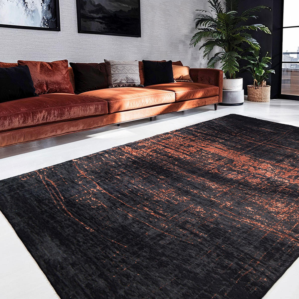 TEPPICH Soho Copper Mad Men Griff 240/340 cm - Schwarz, Textil (240/340cm) - Louis De Poortere