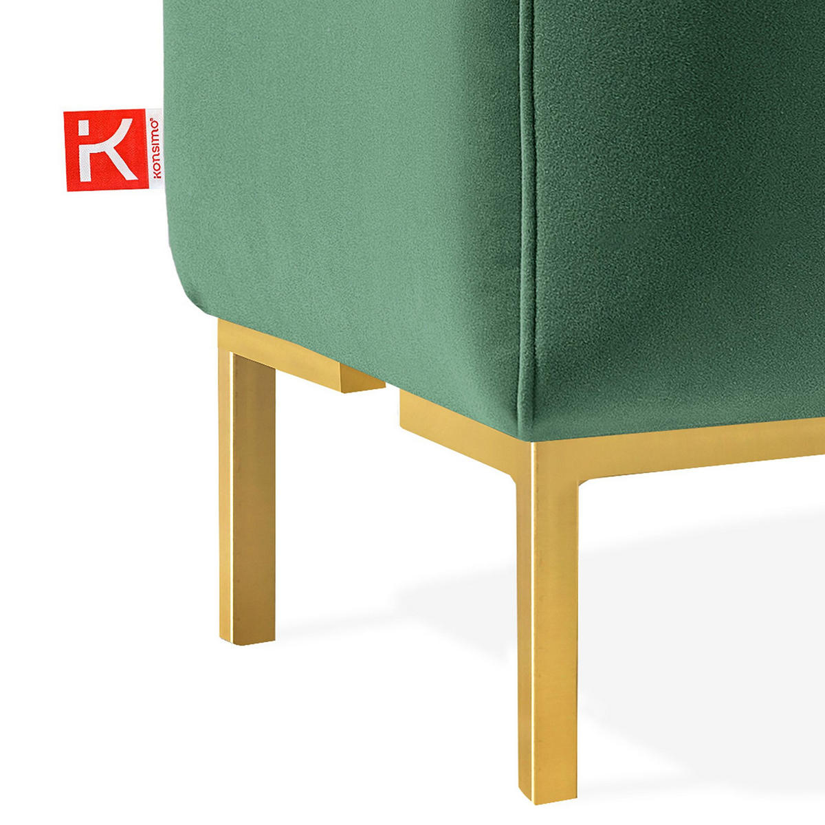 SITZHOCKER Polsterhocker PECCO, Veloursstoff - Dunkelgrün/Goldfarben, Holz/Textil (60/50/50cm) - KONSIMO®