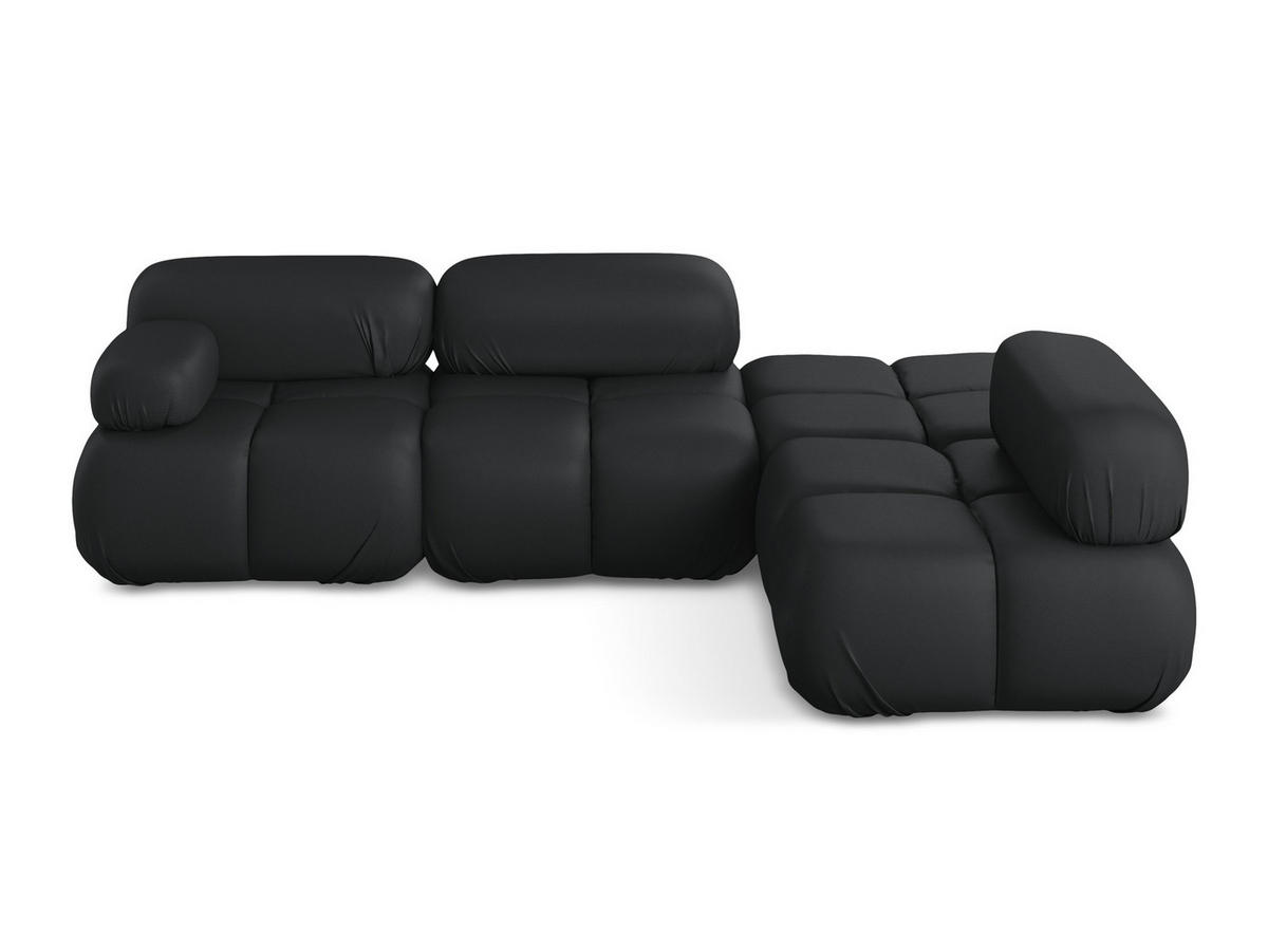 ECKSOFA Rechts Kunstleder Schwarz - Schwarz/Grau, Leder/Kunststoff (285/190cm) - Makamii