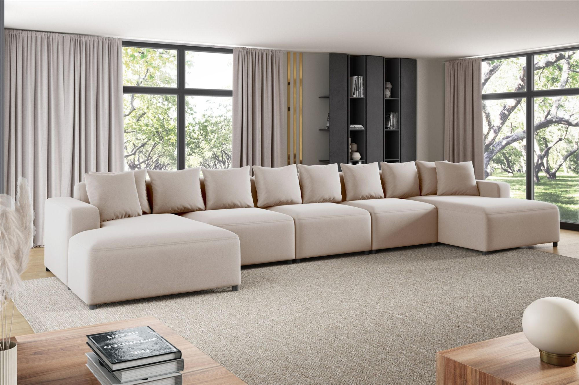 WOHNLANDSCHAFT Megan Xl In Salvador - Beige, Holzwerkstoff/Textil (517/75/165cm) - Fun Möbel