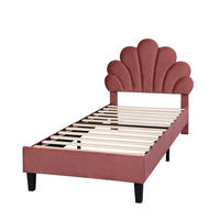 POLSTERBETT 90x200 cm, Rot, Blumenform-Kopfteil - Rot, Textil/Metall (90/200cm)