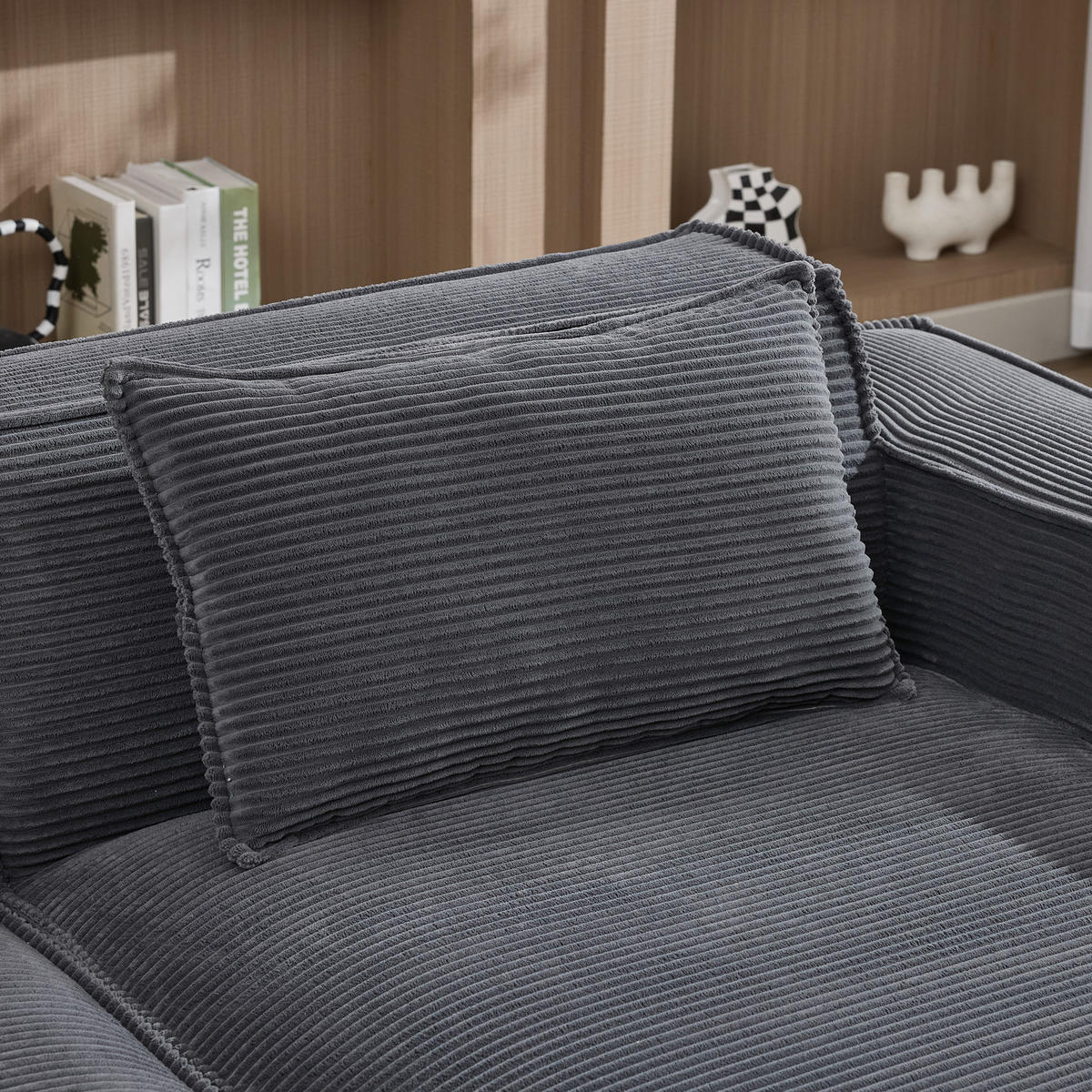3-SITZER ECKSOFA Polyester Grau mit Kissen - Grau, Textil (235/129cm) - WISHDOR