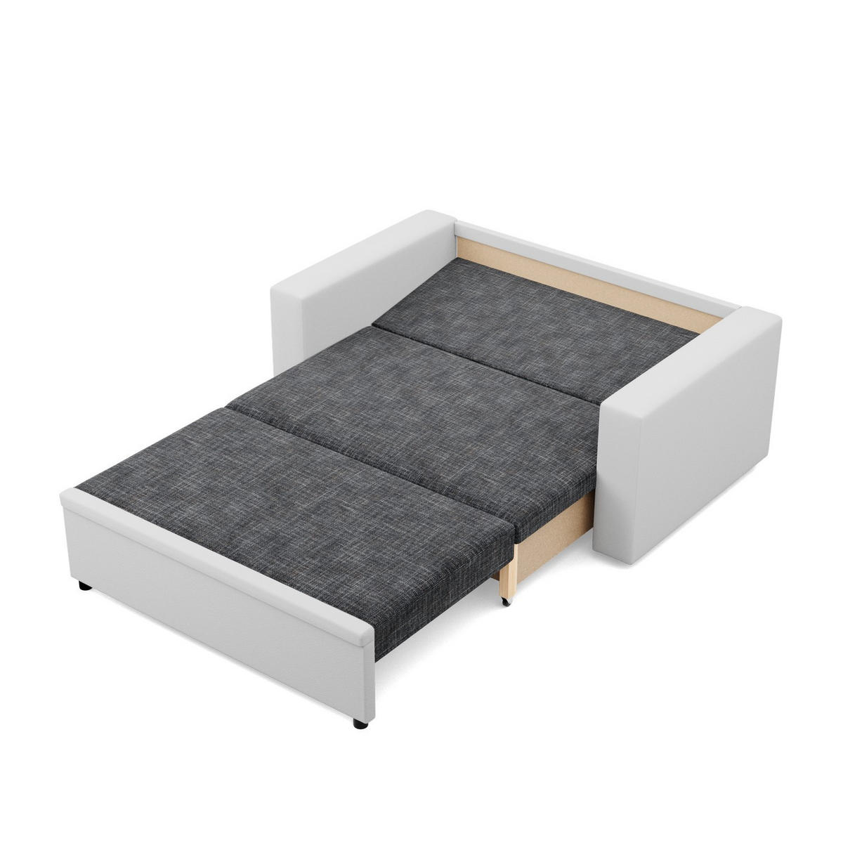 SOFA 2-SITZER MIT SCHLAFFUNKTION LUNA, Schwarz + Grau - Schwarz/Grau, Textil (148/90/87cm)