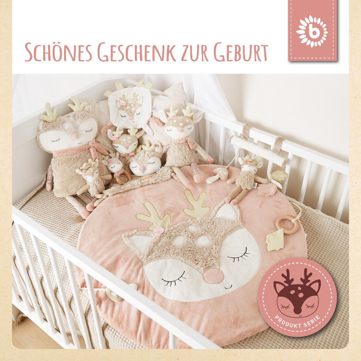 GREIFLING mit Rassel Reh - ab Geburt - Beige, Textil (6/22cm) - Bieco Spielwaren