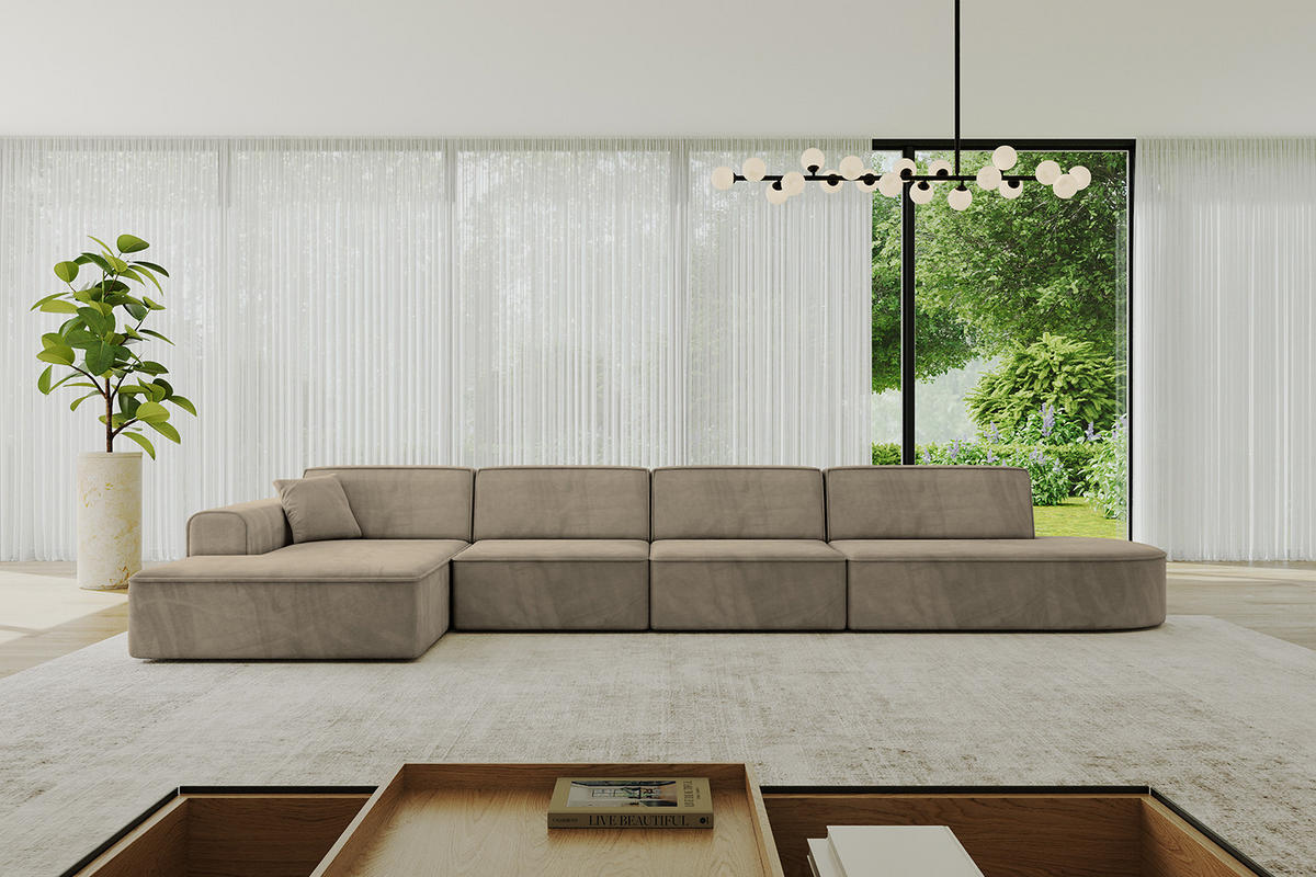 ECKSOFA Ottomane Links IREA-L3-v3 - 413x171x79 cm Braun - Braun, Holzwerkstoff/Textil (413/171cm) - ALTDECOR