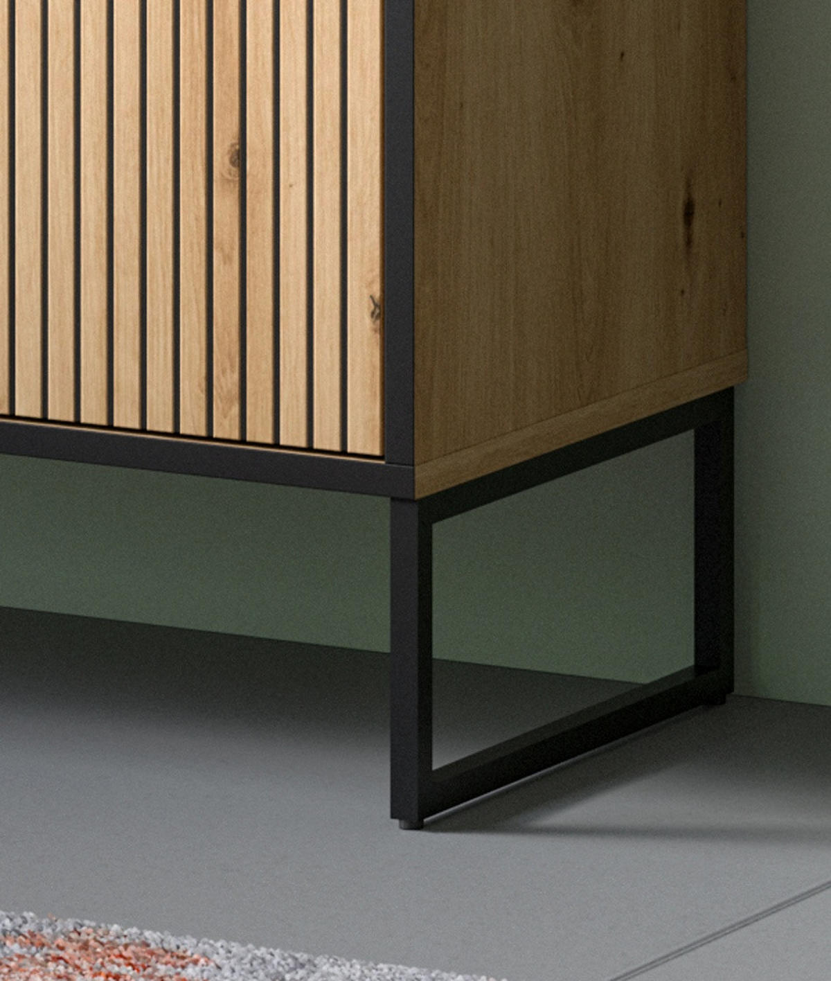 WASCHBECKENUNTERSCHRANK Eiche Artisan, schwarz 80 cm, Badezimmer Unterschrank mit Soft-Close - Schwarz/Eiche Artisan, Holzwerkstoff/Kunststoff (80/63/36cm) - Inn.Furn
