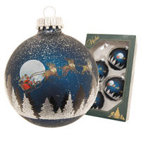 CHRISTBAUMKUGELN Spirit of Christmas Blau 7cm (Glas / 4 Stk.) - Blau, Glas (7/7/7cm) - Krebs Glas Lauscha