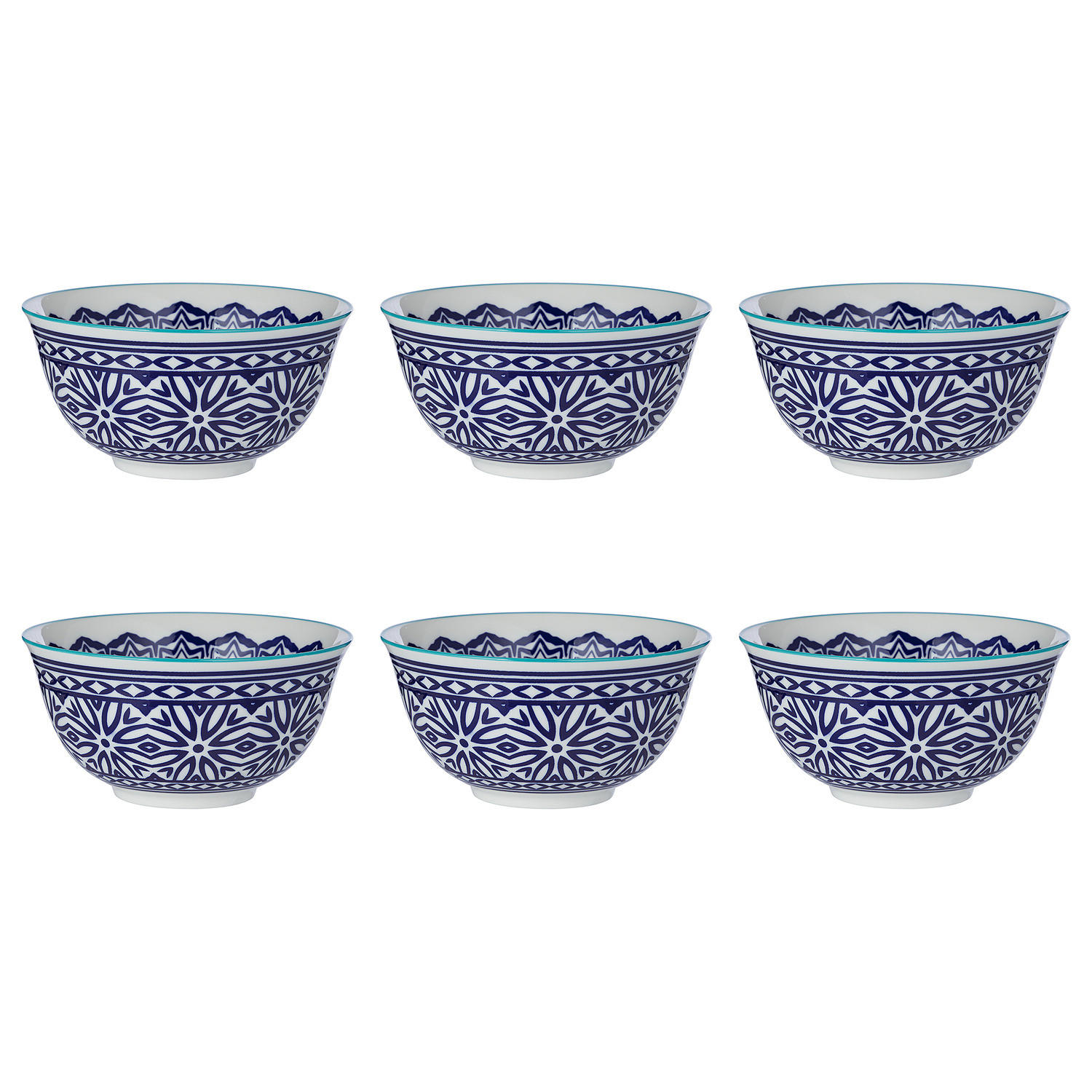 SCHALEN 6er-Set Ornaments 520 ml - Blau, Keramik (14/14/7cm) - Butlers