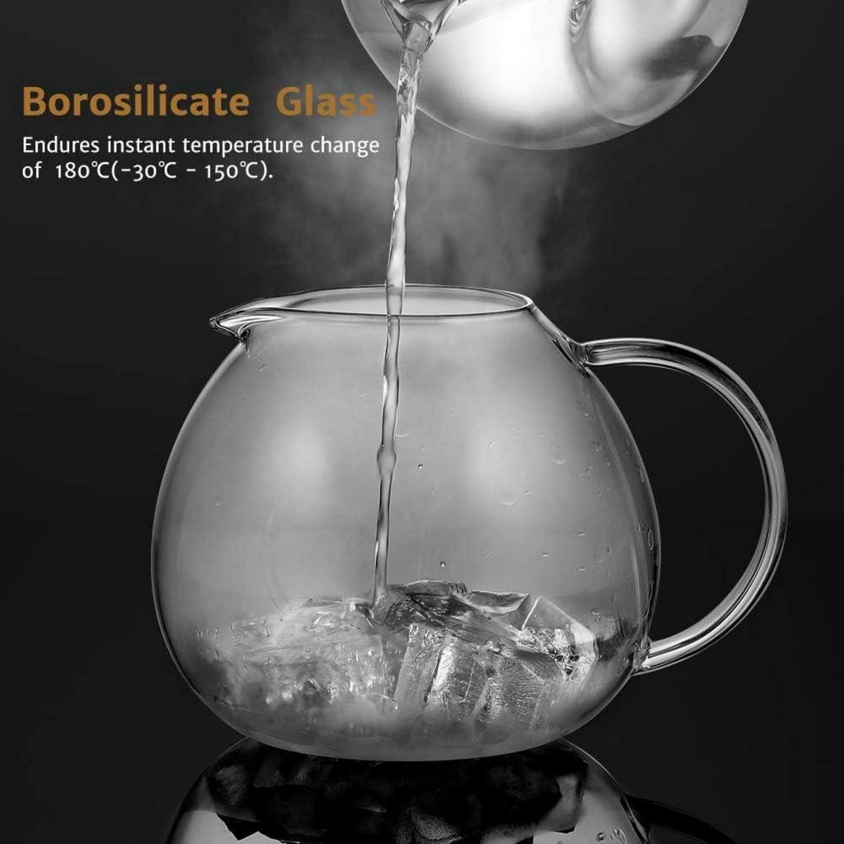 TEEKANNE 2000ml mit Edelstahlsieb Borosilikatglas hitzebeständig - Transparent, Glas (19.1/18.5cm)