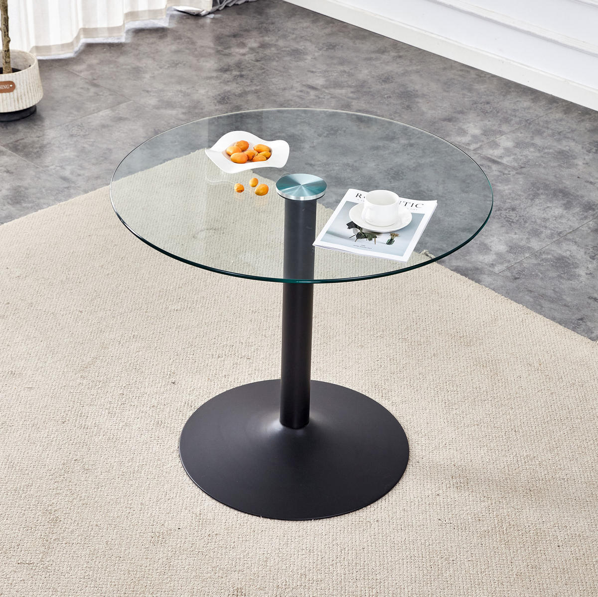 ESSTISCH 85/76 cm Schwarz/Transparent aus Glas und Metall - Schwarz, Holzwerkstoff (85/85/76cm) - OKMYHOME