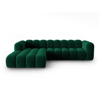 ECKSOFA modular links Lupine aus Samt flaschengrün 4 Sitzplätze - Dunkelgrün, Textil (177/290cm) - Micadoni