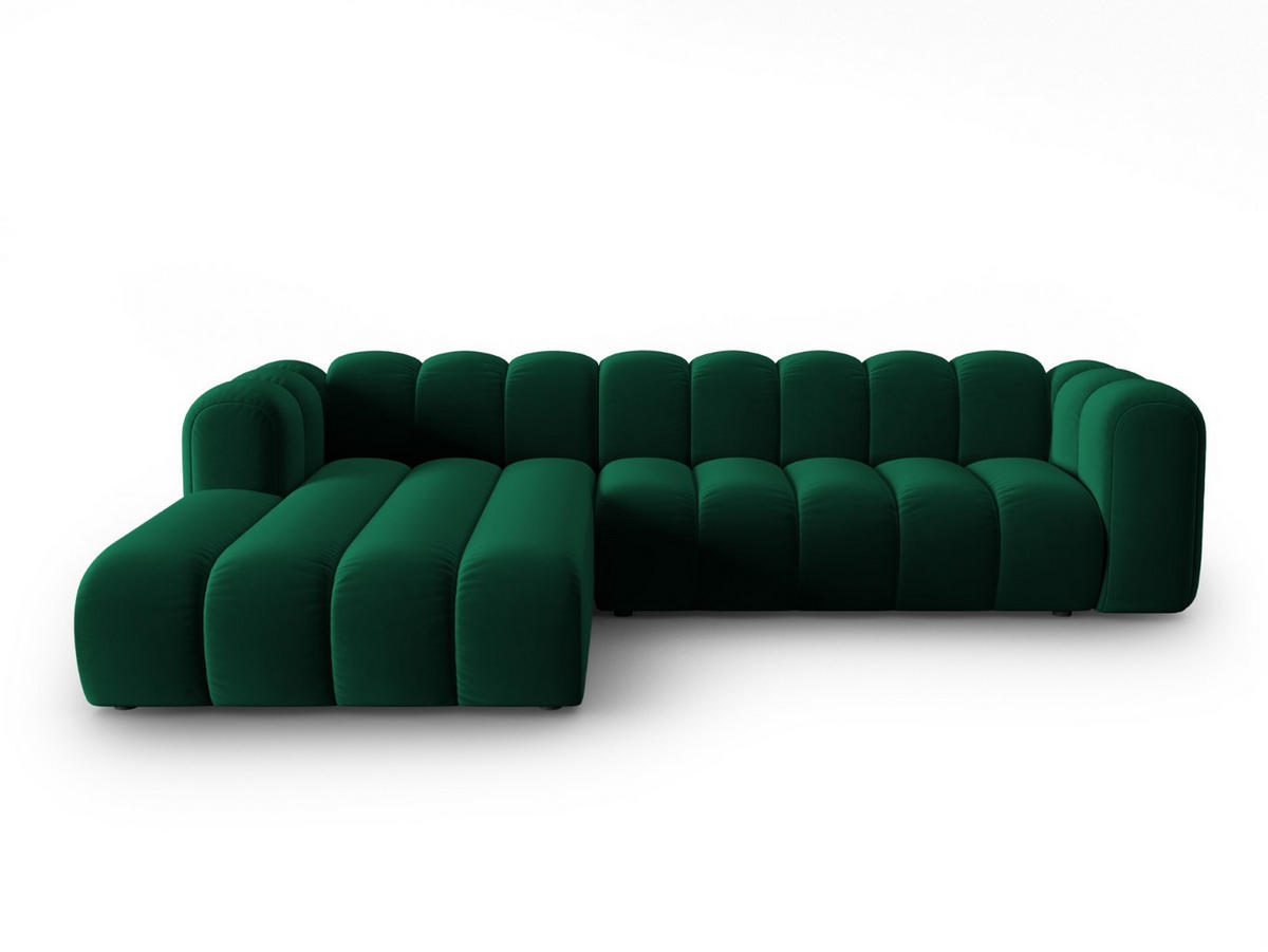 ECKSOFA modular links Lupine aus Samt flaschengrün 4 Sitzplätze - Dunkelgrün, Textil (177/290cm) - Micadoni
