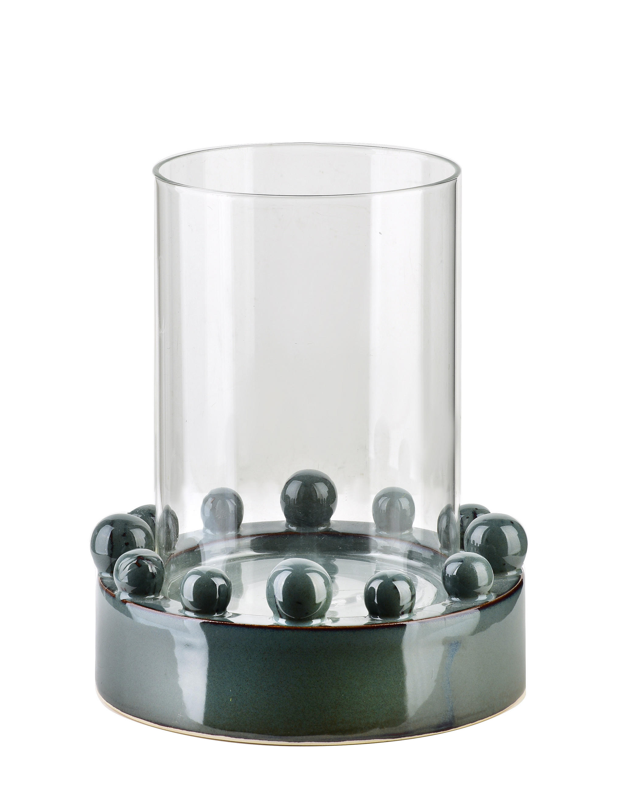 KERZENHALTER Evam Blau 17/17/20.5 cm Glas und Keramik - Blau, Keramik (17/20.5/17cm) - Mondex