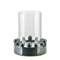 KERZENHALTER Evam Blau 17/17/20.5 cm Glas und Keramik - Blau, Keramik (17/20.5/17cm) - Mondex