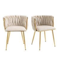 ESSZIMMERSTUHL 2er-Set aus Samt mit Goldbeinen - Creme, Textil (55.5/74/41cm)