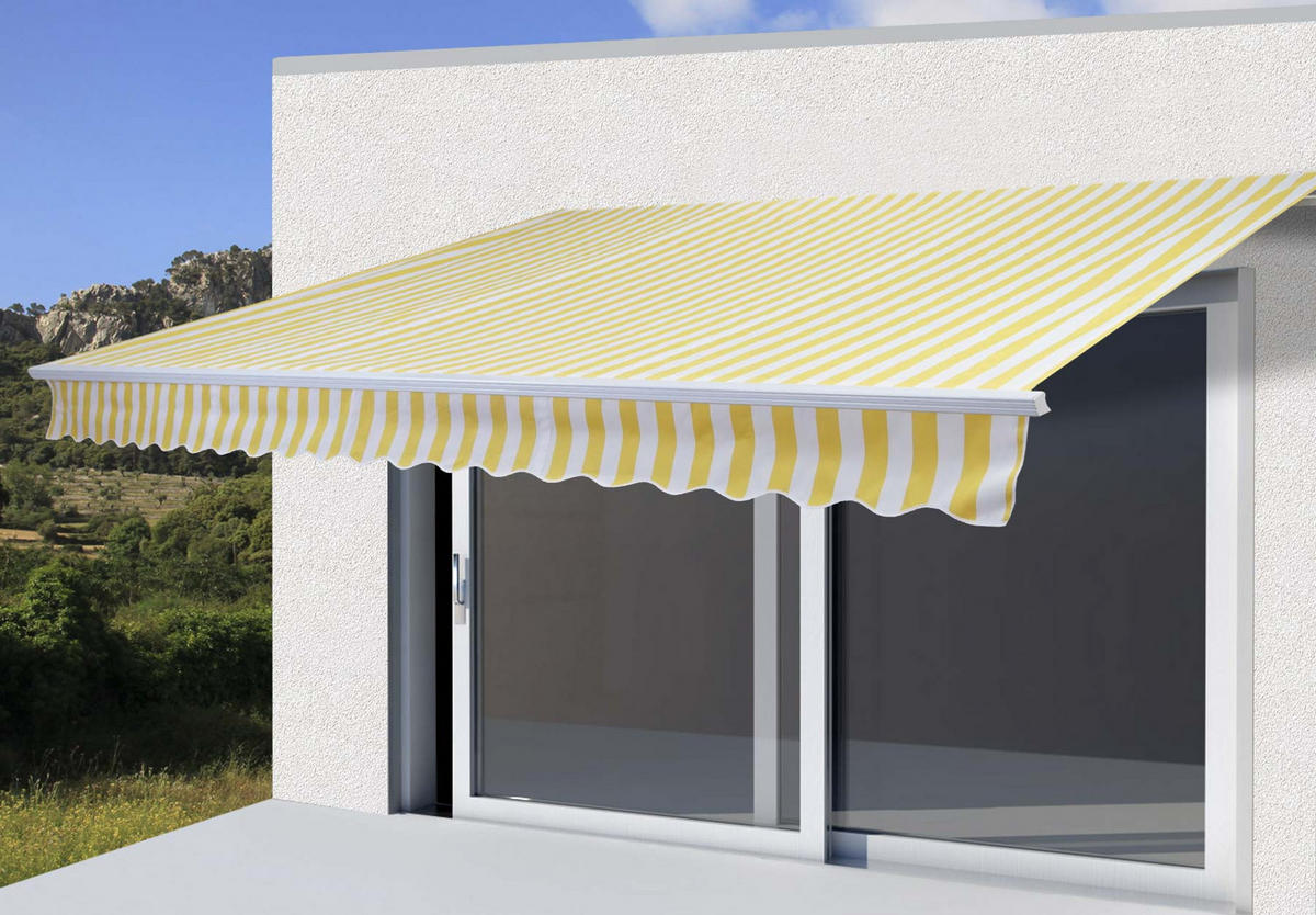 ALU-MARKISE Gelb, Weiß - Gelb/Weiß, Textil (450/18/300cm) - MCW