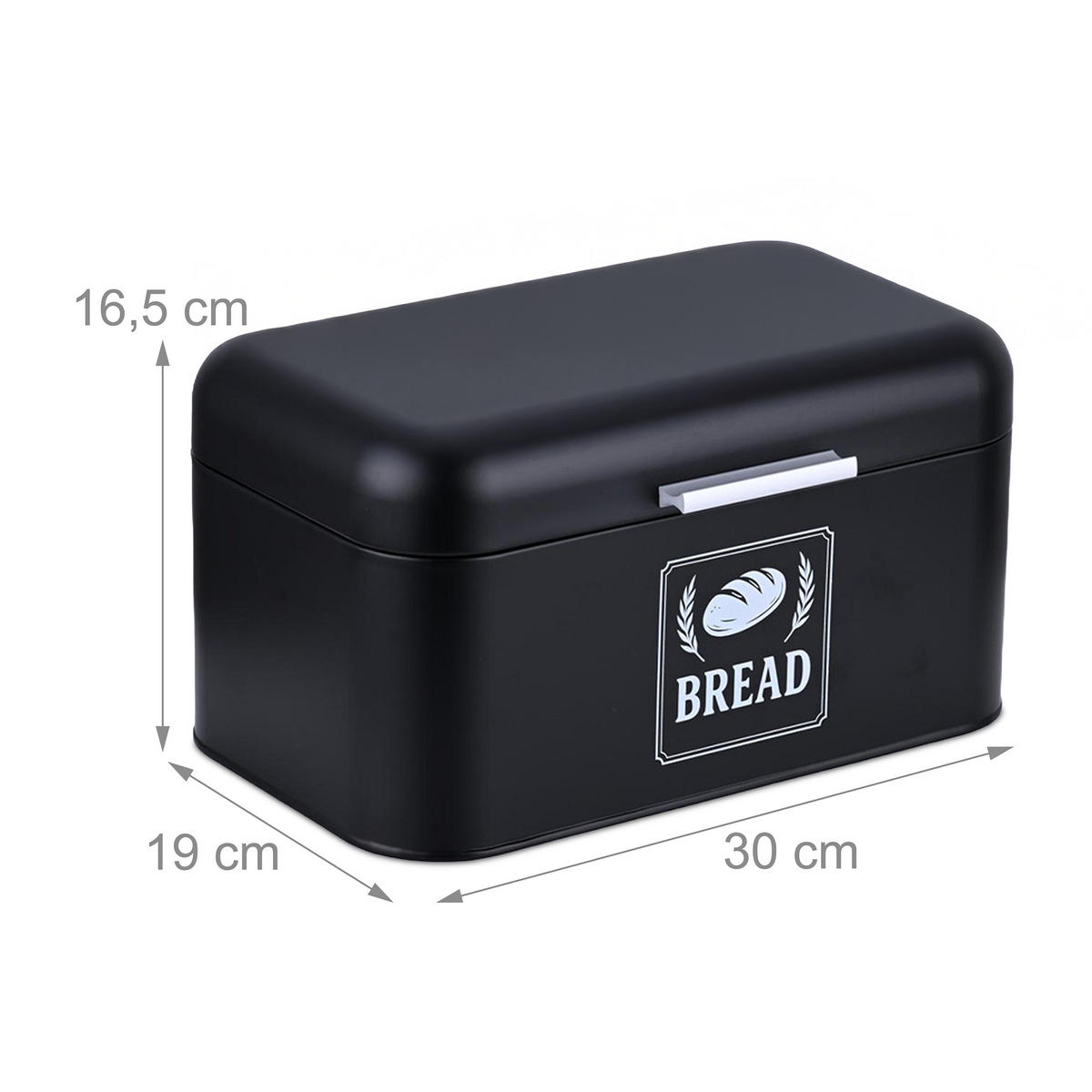 BROTKASTEN - Schwarz, Metall (30/16.5/19cm) - Relaxdays