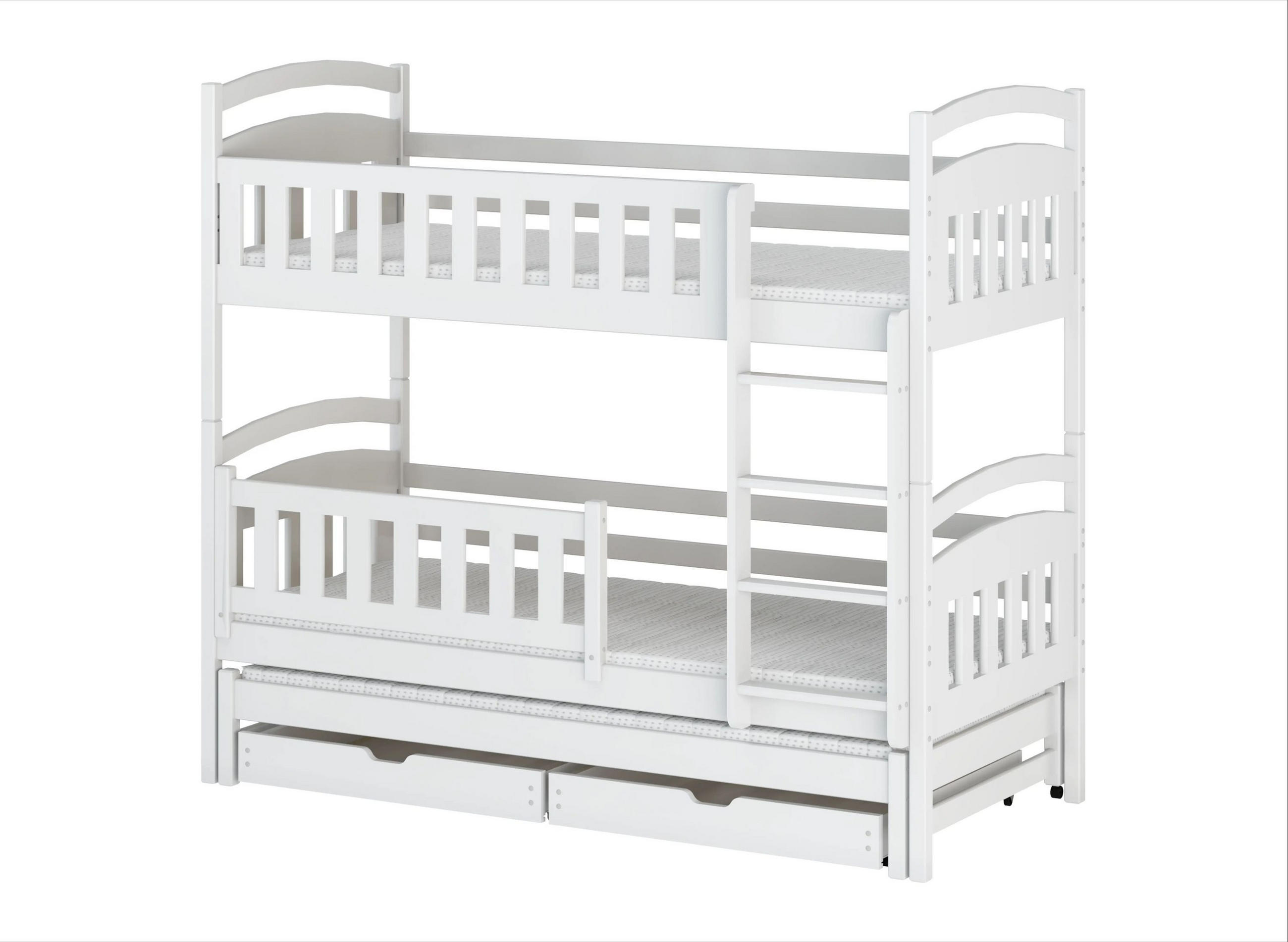 ETAGENBETT 90x200 cm mit Ausziehbett, zwei Schubladen & drei Matratzen in Weiß - Weiß, Holz (90/200cm) - Kids Collective