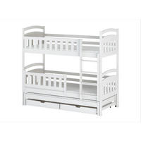 ETAGENBETT 90x200 cm mit Ausziehbett, zwei Schubladen & drei Matratzen in Weiß - Weiß, Holz (90/200cm) - Kids Collective