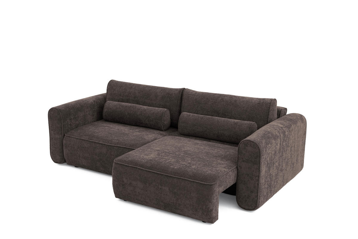 ECKSOFA Motion mit Schlaffunktion Funktional 3-sitzer Sofa - Braun, Textil (250/120cm) - Muffo
