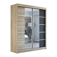 SCHWEBETÜRENSCHRANK 180 CM KRINO Farbe: Sonoma / sonoma / schwarz - Schwarz/Braun, Holzwerkstoff (180/215/59.5cm) - A&J MöbelLand