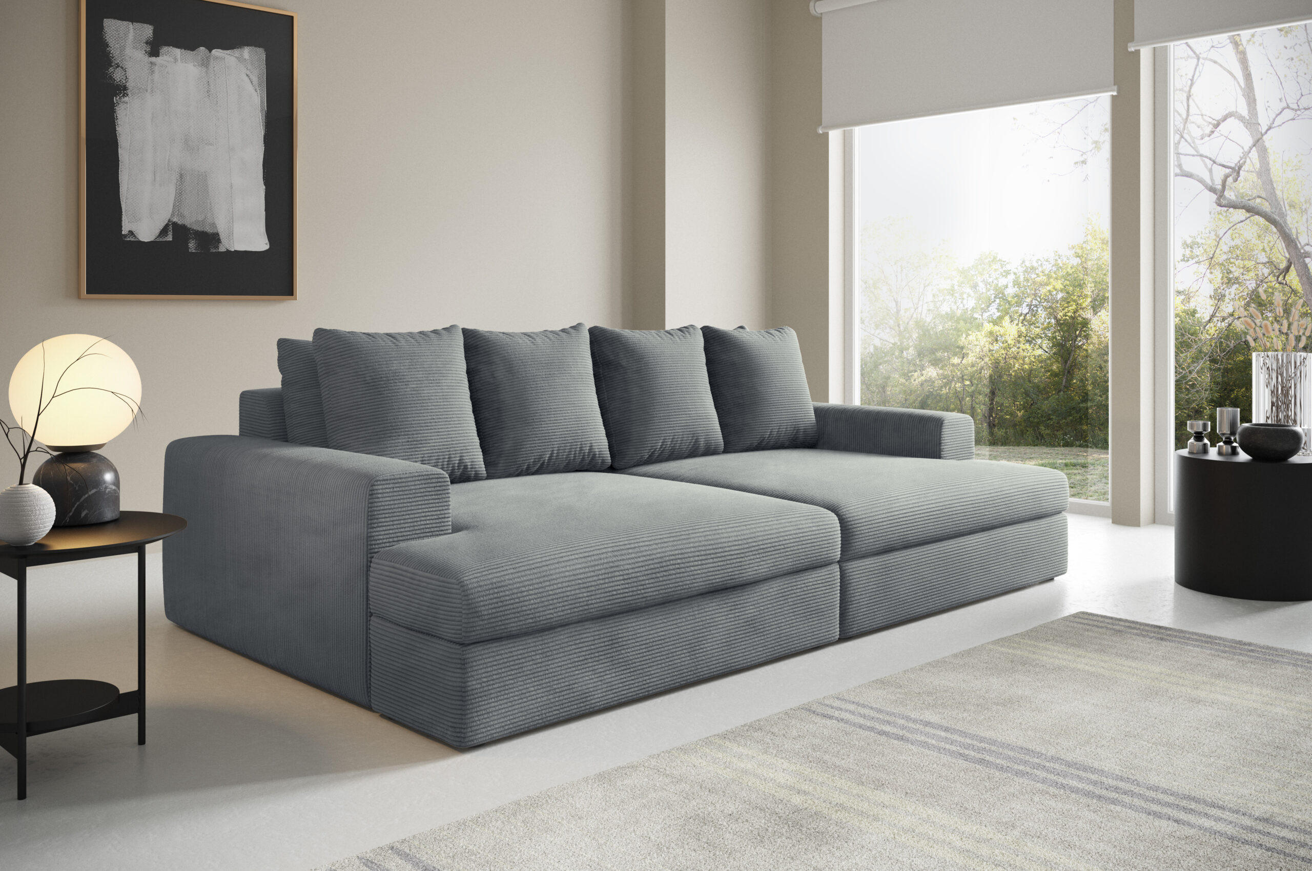SOFA 4-Sitzer Cord Grau - Grau, Textil (167/42/272cm) - Furnisell