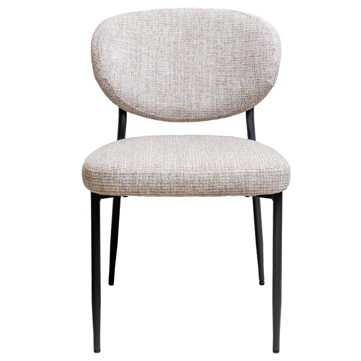 ESSZIMMERSTUHL Vajèn – Beige – Chenille – schwarzes Gestell – 2er-Set - Beige/Schwarz, Textil/Metall (48/80/57cm) - Giga Meubel