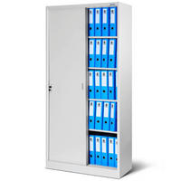 AKTENSCHRANK abschließbar ROLF mit Schiebetüren 185x90x40cm Grau - Grau, Metall (90/185/40cm) - DELUKE