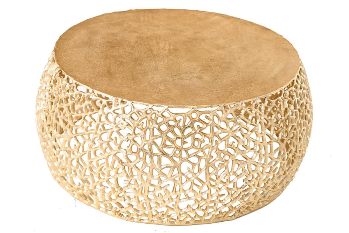 COUCHTISCH ABSTRACT LEAF rund Gold 73cm - Goldfarben, Metall (73/73/31cm) - riess-ambiente