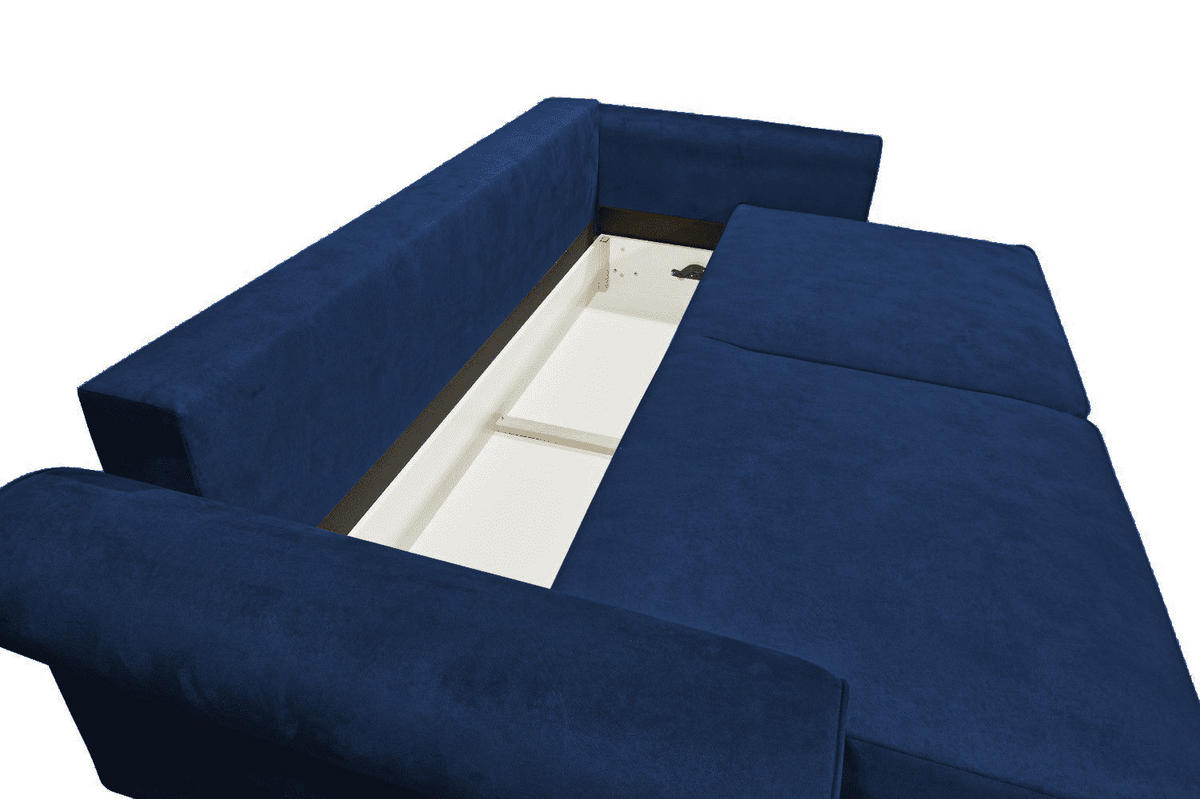 2-SITZER mit Schlaffunktion und Bettkasten - Blau/Schwarz Hochglanz, Kunststoff/Textil (252/102/115cm) - ed exciting design