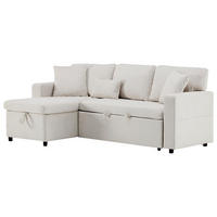 ECKSOFA L-Form Schlafcouch mit Stauraum und USB-Anschluss Samt Beige 214/131/87 cm - Beige, Textil (214/131cm) - OKWISH